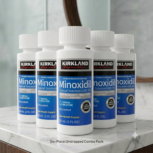 Kirkland Minoxidil 5% Solution (60ml x 6 Bottles) – 6 Month Supply for Hair Regrowth | Original USA Formula in Bangladesh