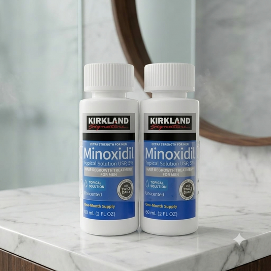 Kirkland Minoxidil 5% Solution (60ml × 2 Bottles) – 2 Month Supply for Hair Regrowth | Original USA Formula in Bangladesh